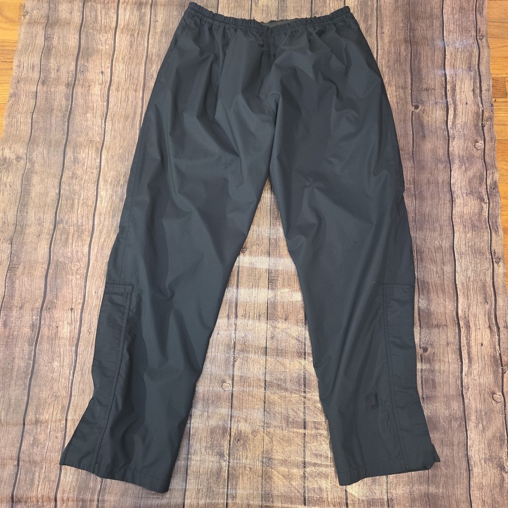 Footjoy Dryjoys Rain Pants Mens XL Black Golf Leg Zippers Waterproof FJ Logo